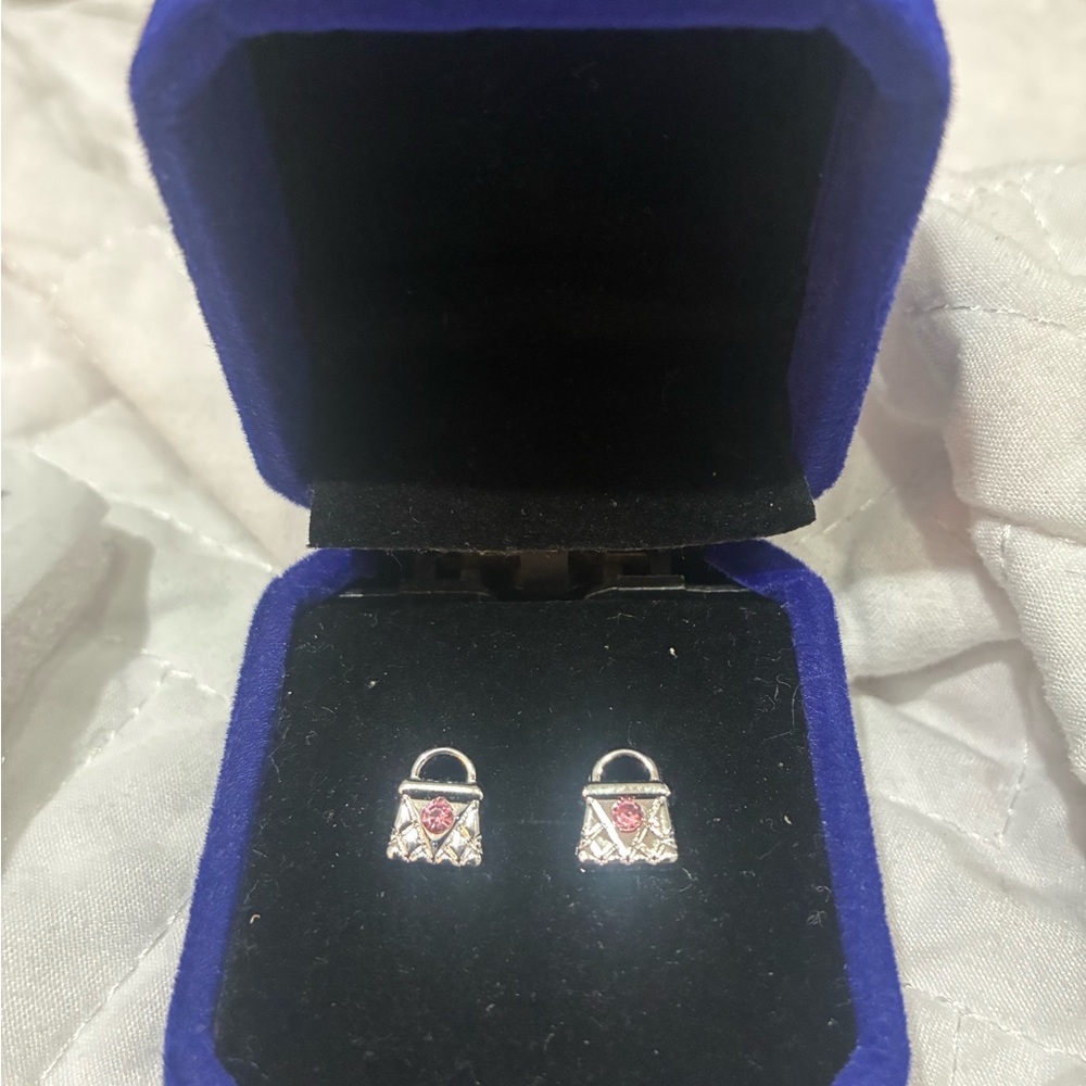 Elegant Silver and Pink Earrings